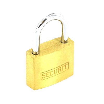 Securit Br Padlock Gold/silver (50mm) from B&Q