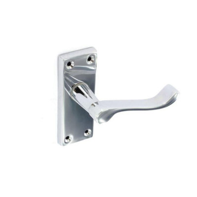 Securit Scroll Chrome Latch Handles (Pack Of 2) Silver (105mm) from B&Q
