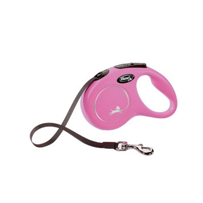 B&Q Pink Flexi New Clic Retractable Dog Lead (5M) Small