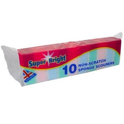 Superbright Sponge Scourers (Pack Of 10) Green/pink/blue (One Size) from B&Q