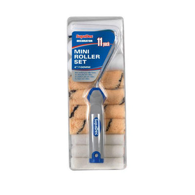Supadec Mini Paint Roller Set (Pack Of 11) Blue/grey (100mm) from B&Q