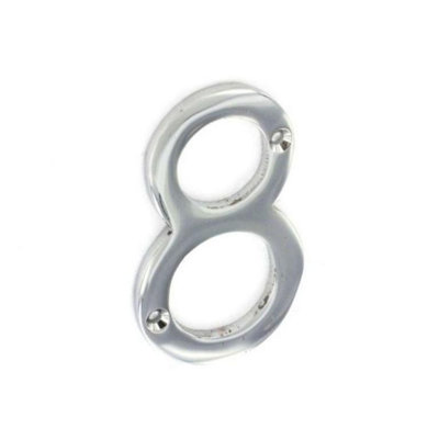 Securit 8 Chrome Door Number Grey (75mm) from B&Q