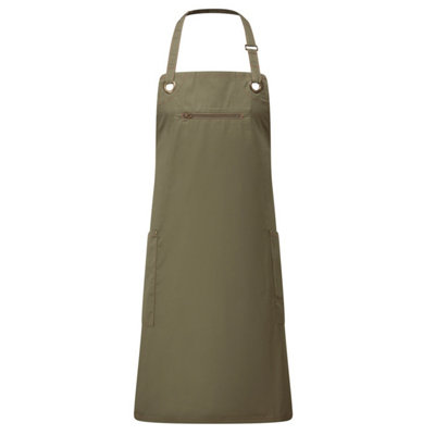 Premier Unisex Adult Barley Sustainable Contrast Stitching Full Apron Olive/chestnut (One Size)