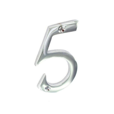 Securit 5 Chrome Door Number Silver (75mm) from B&Q