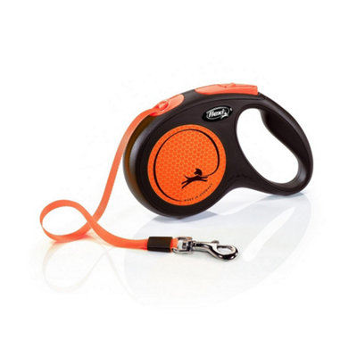 Flexi Medium Neon Taped Retractable Dog Lead Orange/black (5M) from B&Q