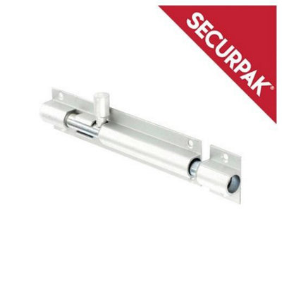 Securpak Aluminium Door Bolt Silver (75mm) from B&Q