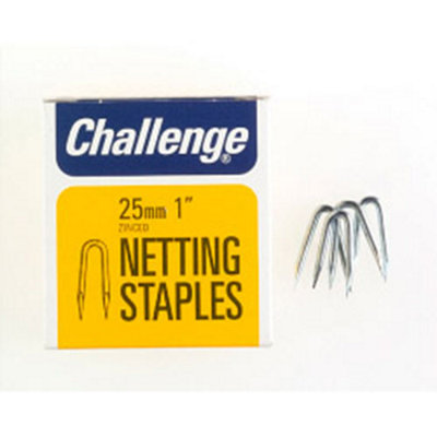 Challenge Zinc Plated Netting Staples Silver (25mm) from B&Q