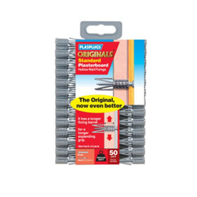 Plasplugs Wall Plugs (Pack Of 50) Grey (One Size) from B&Q