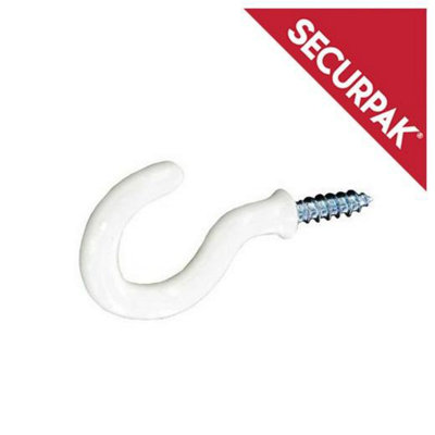 Securpak Cup Hooks (Pack Of 9) White (25mm) from B&Q