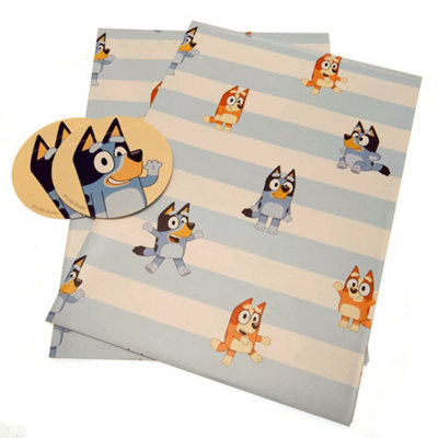 Bluey Gift Wrap (Pack Of 2) - Blue/White/Yellow - Image 3