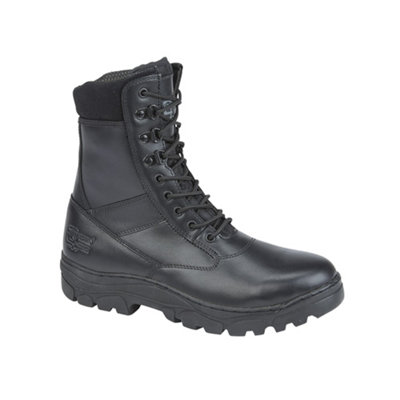 B&Q Grafters Mens Maverick Leather Combat Boots (12 Uk) Black