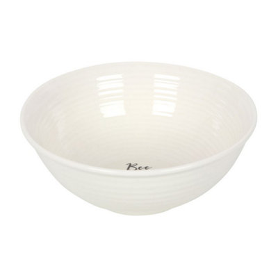 B&Q White Something Different Bee Happy Bowl (One ) 17Cm
