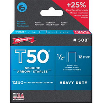 Arrow T50 Staples (Pack Of 1250) Silver (12mm) from B&Q