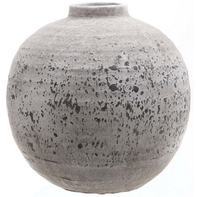 B&Q -  Tiber Stone Ceramic Vase Grey (28Cm X 28Cm X 28Cm)