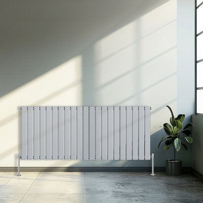 B&Q -  600X1428 mm Horizontal Single Flat Panel Designer Radiator Chrome