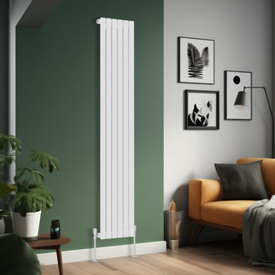 B&Q -  1800X408 mm Vertical Single Flat Panel Designer Radiator White