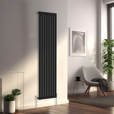 Right Radiators 1800X544 mm Vertical Single Flat Panel Designer Radiator Black