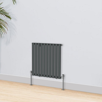 B&Q -  600X590mm Horizontal Single Oval Column Designer Radiator Anthracite
