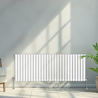 B&Q -  600X1593mm Horizontal Single Oval Column Designer Radiator White