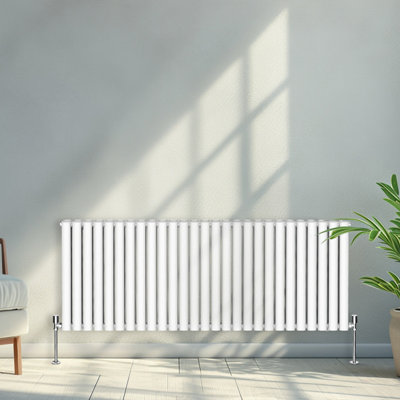 B&Q -  600X1593mm Horizontal Double Oval Column Designer Radiator White