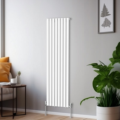 Right Radiators 1600X472mm Vertical Single Oval Column Designer Radiator White from B&Q