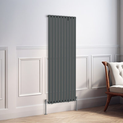 B&Q -  1600X590mm Vertical Single Oval Column Designer Radiator Anthracite