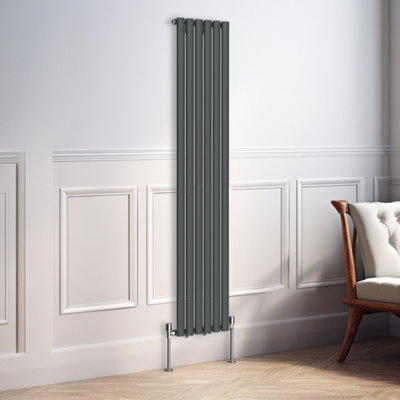 Right Radiators 1800X354mm Vertical Single Oval Column Designer Radiator Anthracite from B&Q