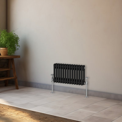B&Q -  300X605 mm Horizontal Traditional 2 Column Cast Iron Style Radiator Black