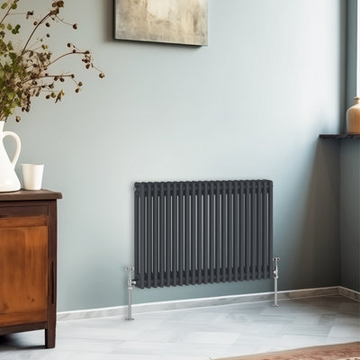 B&Q -  600X1010 mm Horizontal Traditional 2 Column Cast Iron Style Radiator Anthracite