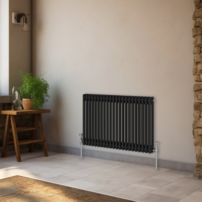 B&Q -  600X1010 mm Horizontal Traditional 2 Column Cast Iron Style Radiator Black