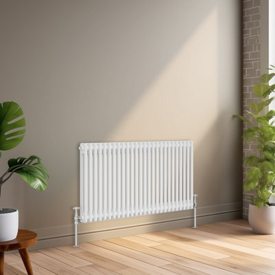 Right Radiators 600X1190 Mm Horizontal Traditional 2 Column Cast Iron Style Radiator White