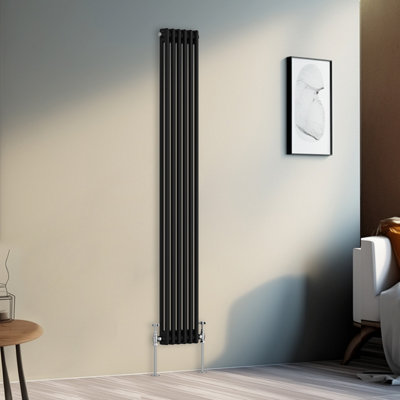 B&Q -  1800X290 mm Vertical Traditional 2 Column Cast Iron Style Radiator Black