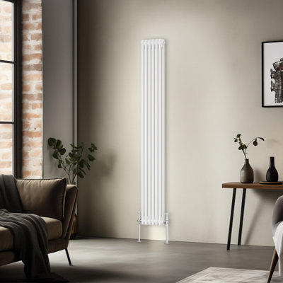 B&Q -  1800X290 mm Vertical Traditional 2 Column Cast Iron Style Radiator White