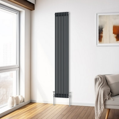 B&Q -  1800X380 mm Vertical Traditional 2 Column Cast Iron Style Radiator Anthracite