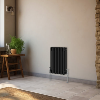 B&Q -  600X427 mm Horizontal Traditional 3 Column Cast Iron Style Radiator Black