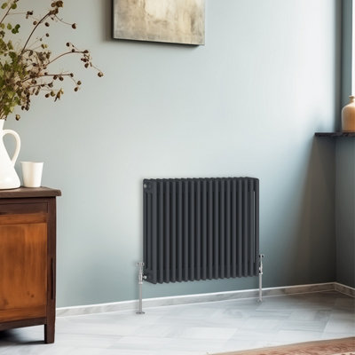 B&Q -  600X832 mm Horizontal Traditional 3 Column Cast Iron Style Radiator Anthracite