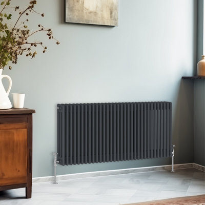 Right Radiators 600X1462 Mm Horizontal Traditional 3 Column Cast Iron Style Radiator Anthracite