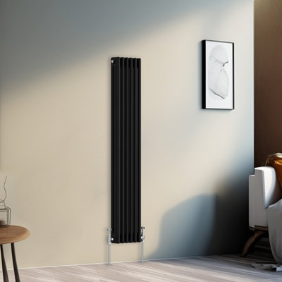 B&Q -  1500X292 mm Vertical Traditional 3 Column Cast Iron Style Radiator Black