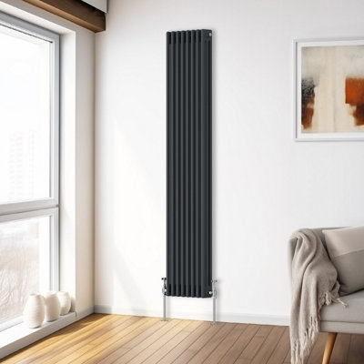 B&Q -  1800X382 mm Vertical Traditional 3 Column Cast Iron Style Radiator Anthracite