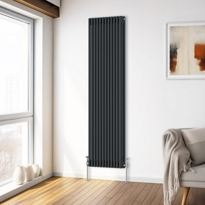 B&Q -  1800X562 mm Vertical Traditional 3 Column Cast Iron Style Radiator Anthracite