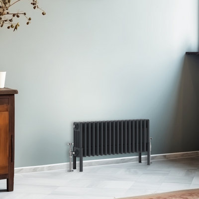 B&Q -  300X830 mm Horizontal Traditional 4 Column Cast Iron Style Radiator Anthracite