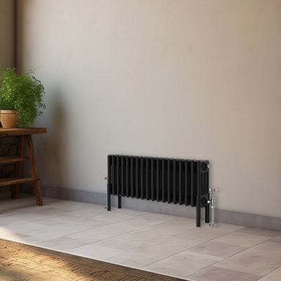 B&Q -  300X830 mm Horizontal Traditional 4 Column Cast Iron Style Radiator Black