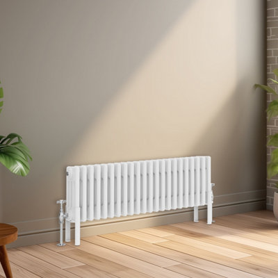 B&Q -  300X1010 mm Horizontal Traditional 4 Column Cast Iron Style Radiator White