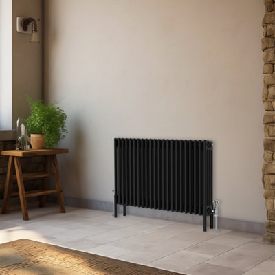 Right Radiators 600X1010 Mm Horizontal Traditional 4 Column Cast Iron Style Radiator Black