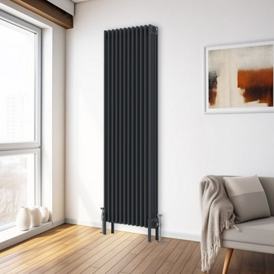 B&Q -  1800X560 mm Vertical Traditional 4 Column Cast Iron Style Radiator Anthracite