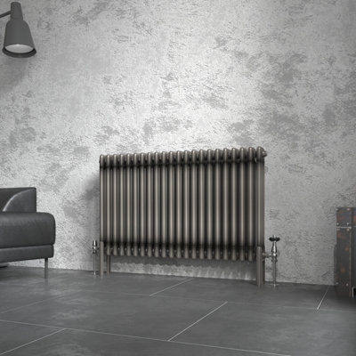 B&Q -  600X1012 mm Horizontal Traditional 3 Column Cast Iron Style Radiator Raw Metal