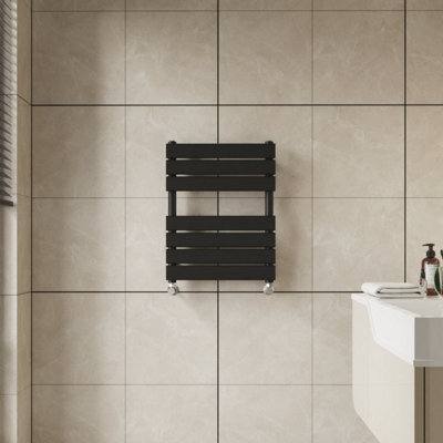 B&Q -  650X500 mm Flat Panel Heated Towel Rail Radiator Bathroom Ladder Warmer Black