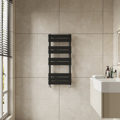 B&Q -  1000X450 mm Flat Panel Heated Towel Rail Radiator Bathroom Ladder Warmer Black