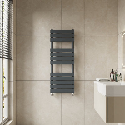 B&Q -  1200X450 mm Flat Panel Heated Towel Rail Radiator Bathroom Ladder Warmer Anthracite