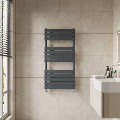Right Radiators 1200X600 mm Flat Panel Heated Towel Rail Radiator Bathroom Ladder Warmer Anthracite from B&Q